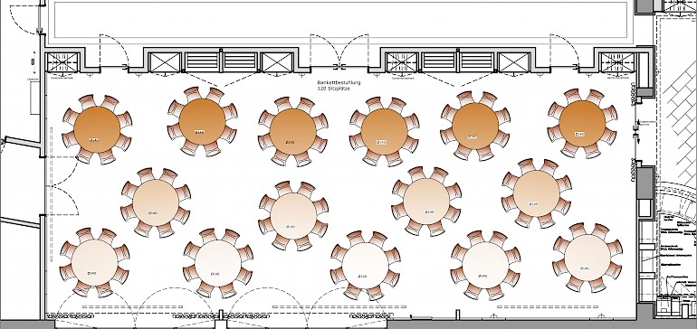 Raumplan Kaisersaal Bankett-Bestuhlung