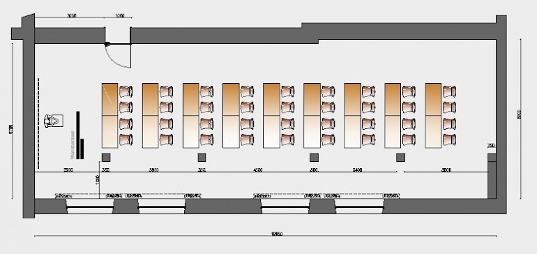 Raumskizze Münstersaal mit parlamentarischer Bestuhlung