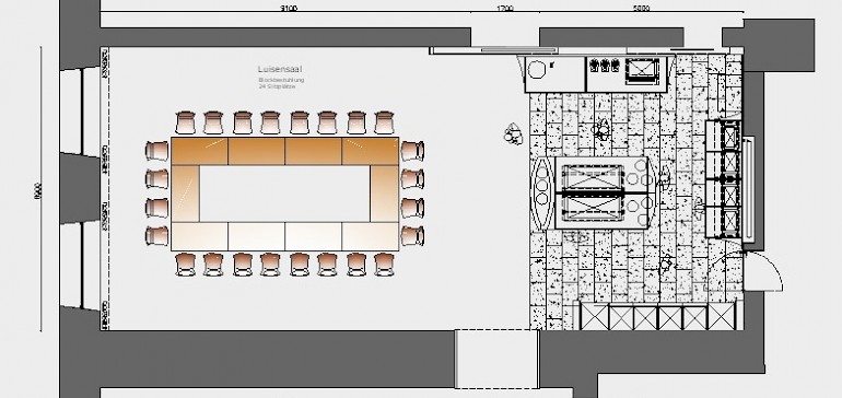Raumskizze Luisensaal mit Block-Bestuhlung
